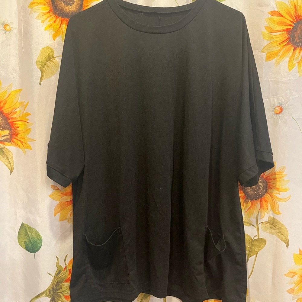 Black Oversized T-Shirt with Pockets